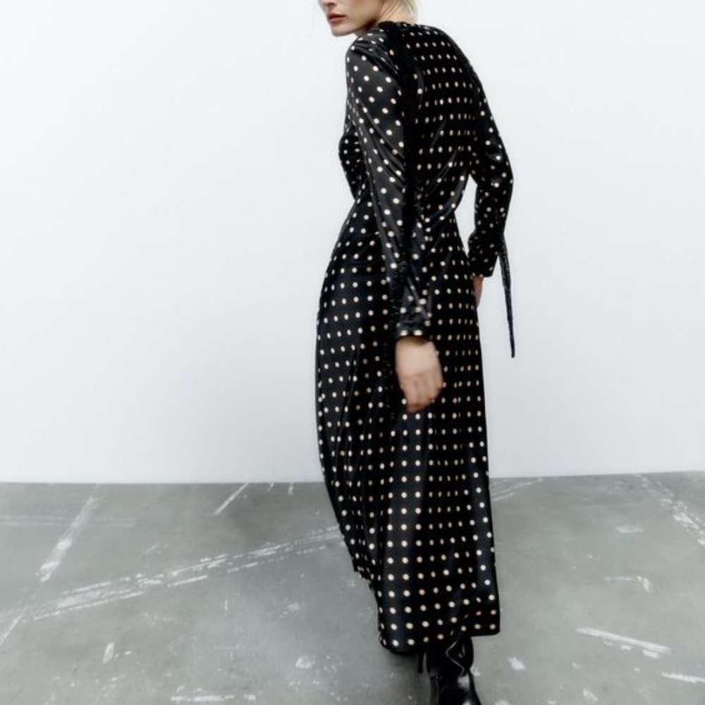zara polka dot midi dress